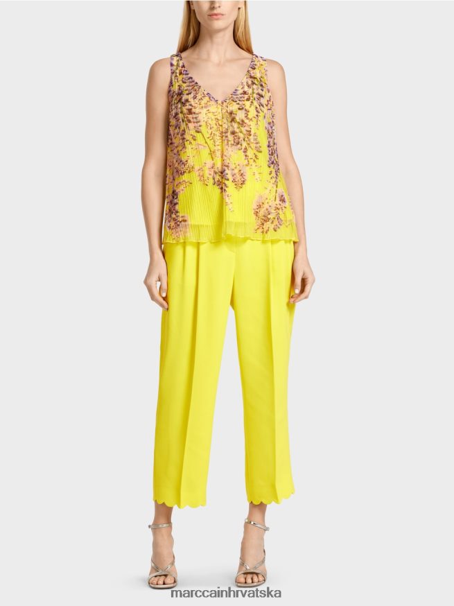 limun zelena Marc Cain nabrani top a-kroja odjeća 4D66P41391