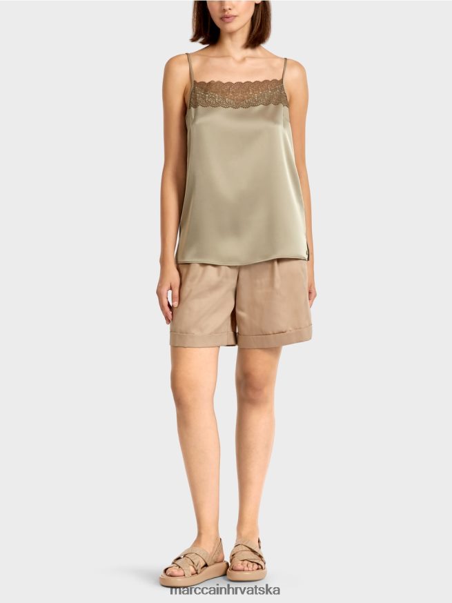 meka taupe Marc Cain top s čipkastim dekolteom odjeća 4D66P41411