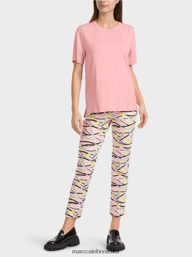 nježno puder roza Marc Cain majica kratkih rukava sa širokim okruglim izrezom odjeća 4D66P41322