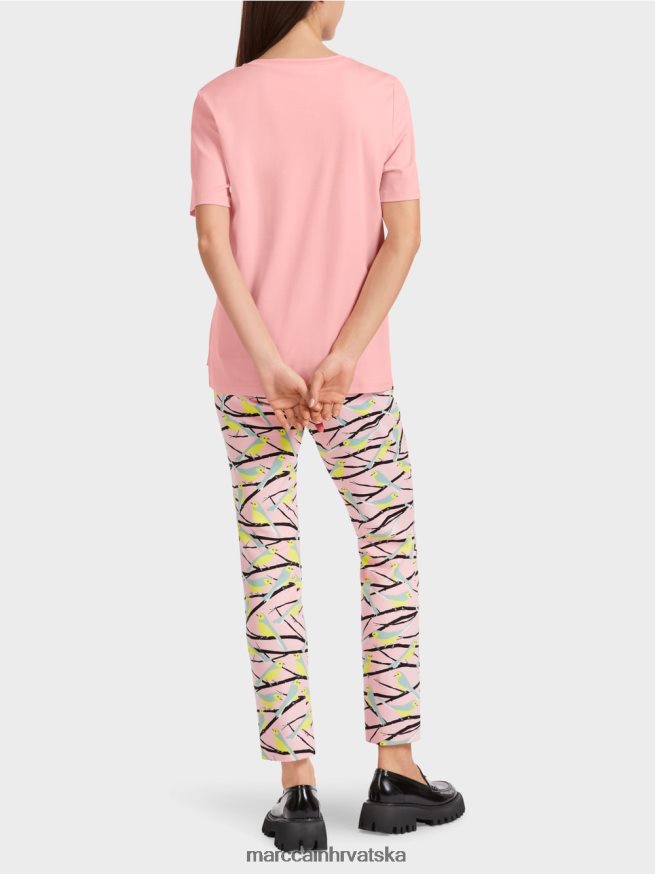 nježno puder roza Marc Cain majica kratkih rukava sa širokim okruglim izrezom odjeća 4D66P41322