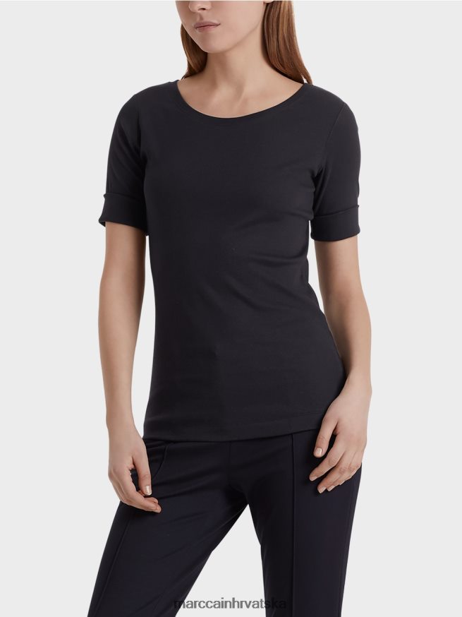 ponoćno plava Marc Cain košulja s okruglim ovratnikom i kratkim rukavima odjeća 4D66P41466