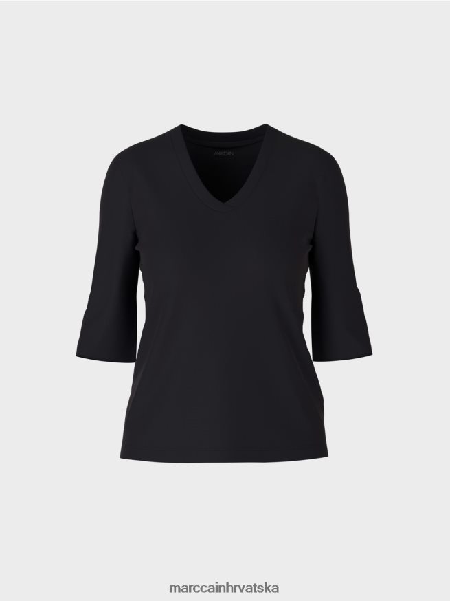 ponoćno plava Marc Cain pamučna rebrasta majica od žerseja odjeća 4D66P41460