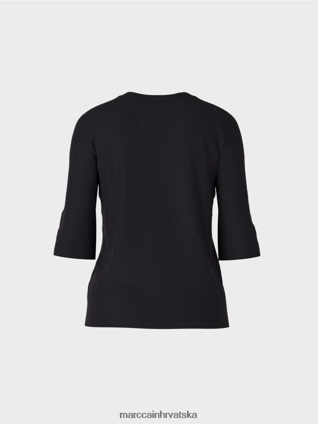 ponoćno plava Marc Cain pamučna rebrasta majica od žerseja odjeća 4D66P41460