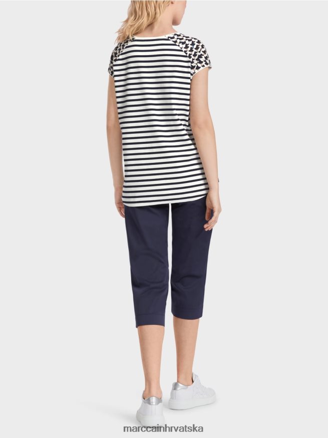 ponoćno plava Marc Cain rebrasta majica s miješanim uzorkom odjeća 4D66P41355