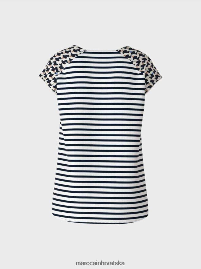 ponoćno plava Marc Cain rebrasta majica s miješanim uzorkom odjeća 4D66P41355