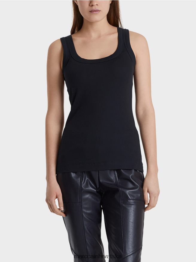 ponoćno plava Marc Cain sitno rebrasti tank odjeća 4D66P41467