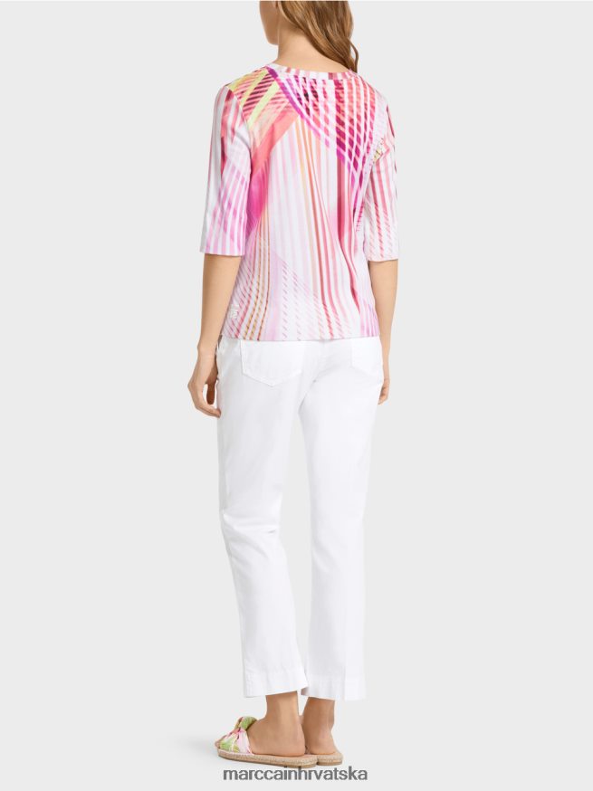 svijetla limetada Marc Cain majica kratkih rukava u prugastom uzorku odjeća 4D66P41382