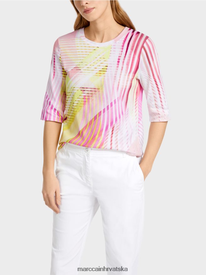 svijetla limetada Marc Cain majica kratkih rukava u prugastom uzorku odjeća 4D66P41382