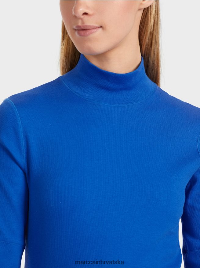 svijetlo kraljevsko plava Marc Cain košulja s podignutim ovratnikom i 3/4 rukavima odjeća 4D66P41232