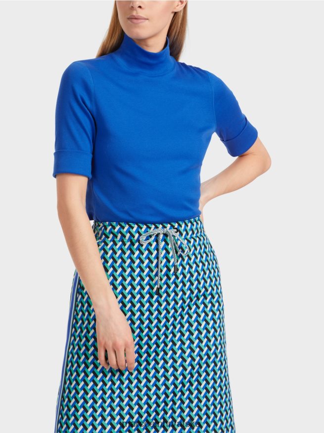 svijetlo kraljevsko plava Marc Cain košulja s podignutim ovratnikom i 3/4 rukavima odjeća 4D66P41232