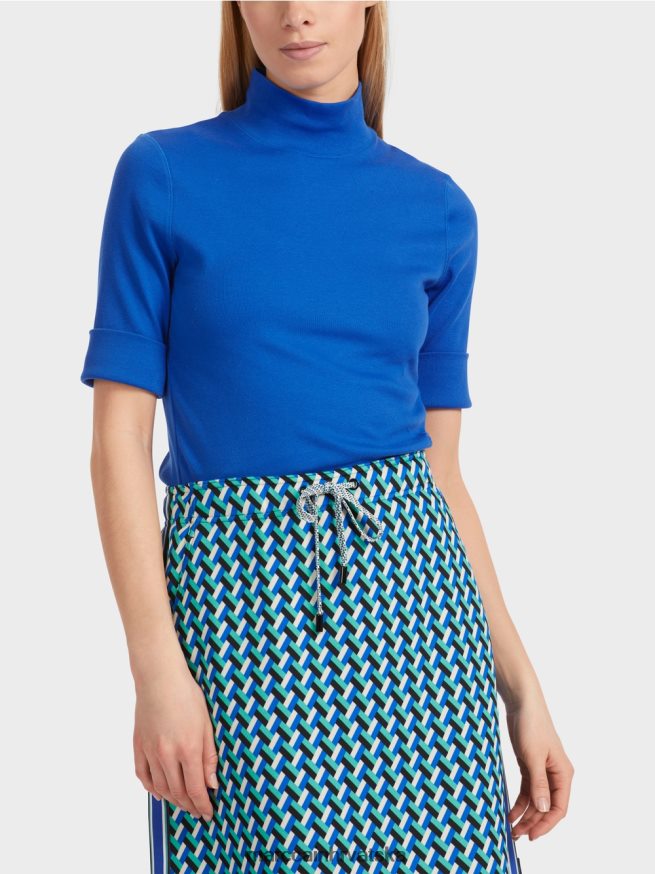 svijetlo kraljevsko plava Marc Cain košulja s podignutim ovratnikom i 3/4 rukavima odjeća 4D66P41232