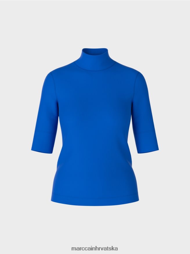 svijetlo kraljevsko plava Marc Cain košulja s podignutim ovratnikom i 3/4 rukavima odjeća 4D66P41232