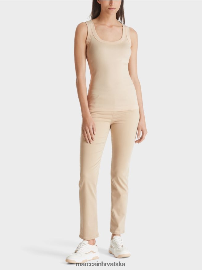 tamna krema Marc Cain sitno rebrasti tank odjeća 4D66P41345