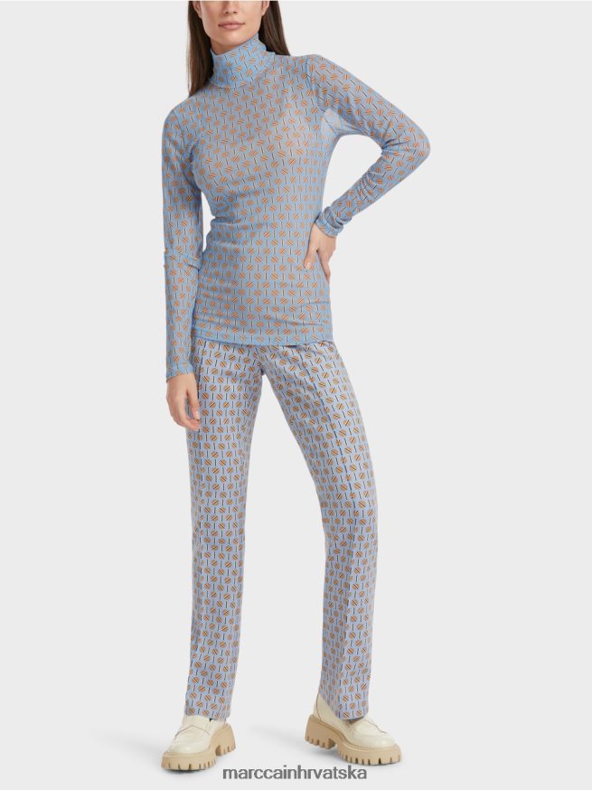 tamno ljetno nebo Marc Cain majica kratkih rukava s ovratnikom koja grli figuru odjeća 4D66P41277