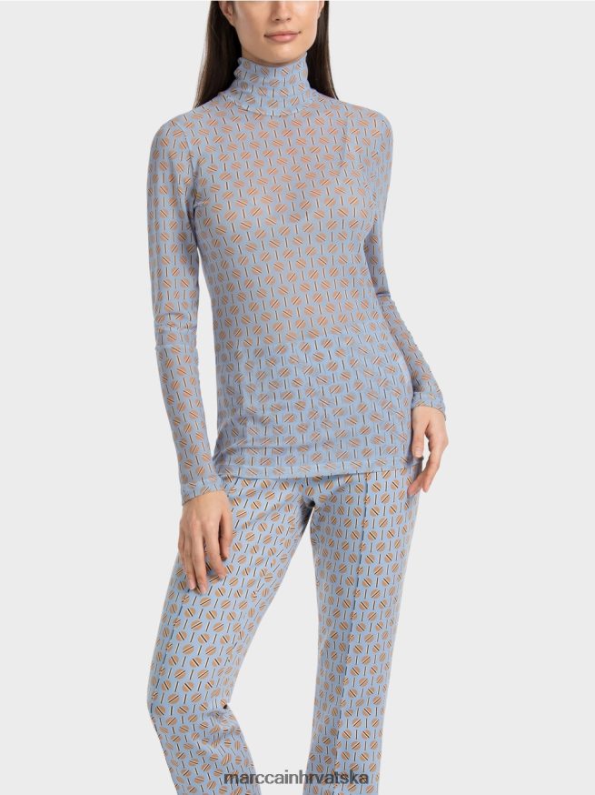 tamno ljetno nebo Marc Cain majica kratkih rukava s ovratnikom koja grli figuru odjeća 4D66P41277