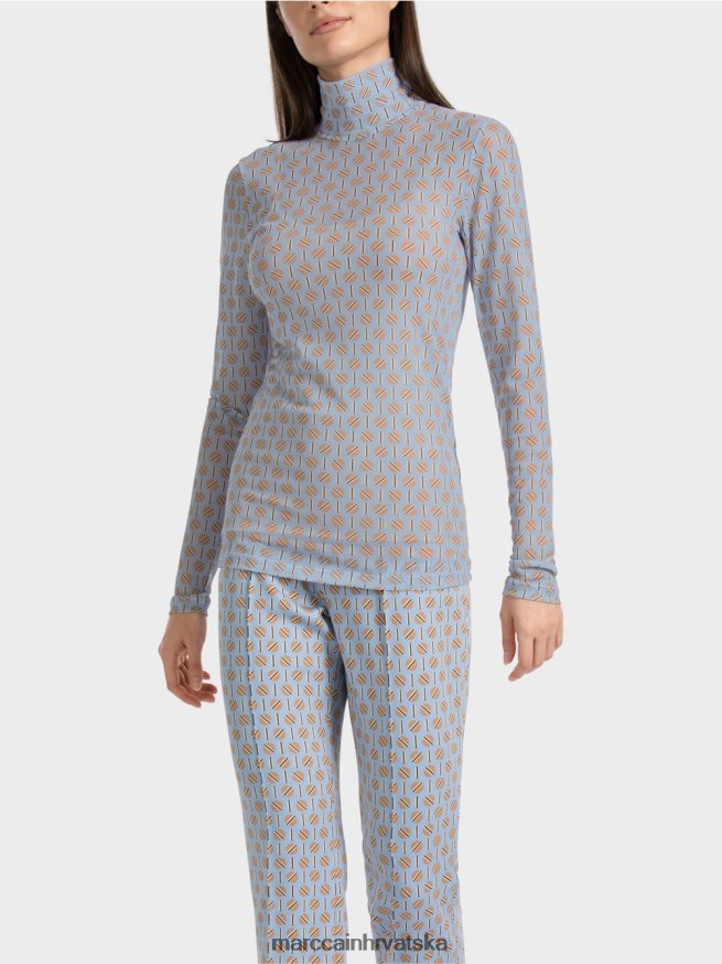 tamno ljetno nebo Marc Cain majica kratkih rukava s ovratnikom koja grli figuru odjeća 4D66P41277