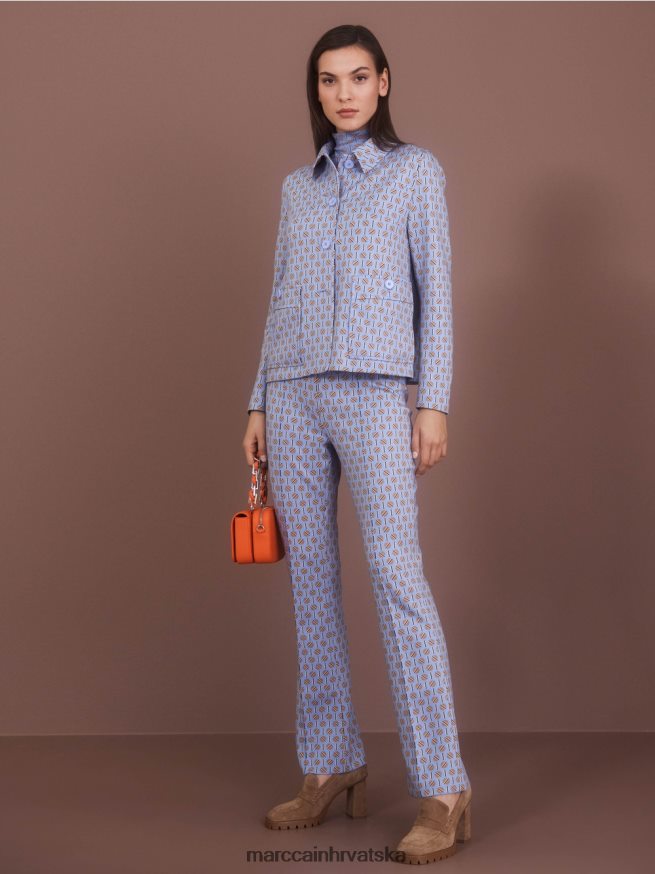 tamno ljetno nebo Marc Cain majica kratkih rukava s ovratnikom koja grli figuru odjeća 4D66P41277