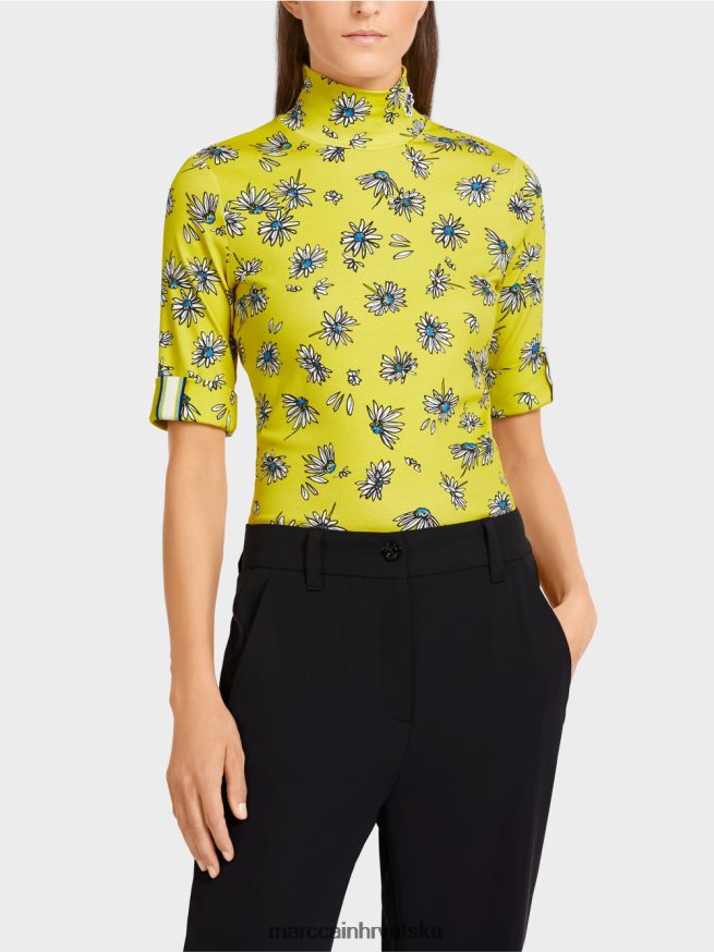 zeleni sumpor Marc Cain gornji dio sa samostojećom kragnom i uzorkom tratinčice odjeća 4D66P41441