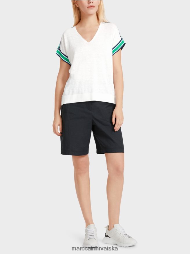 bijela Marc Cain ležeran pleteni džemper s v izrezom odjeća 4D66P41126