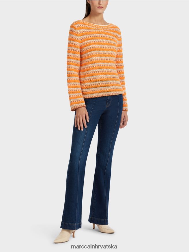 bistra narančasta Marc Cain prugasti džemper "pleten u njemačkoj" odjeća 4D66P41210