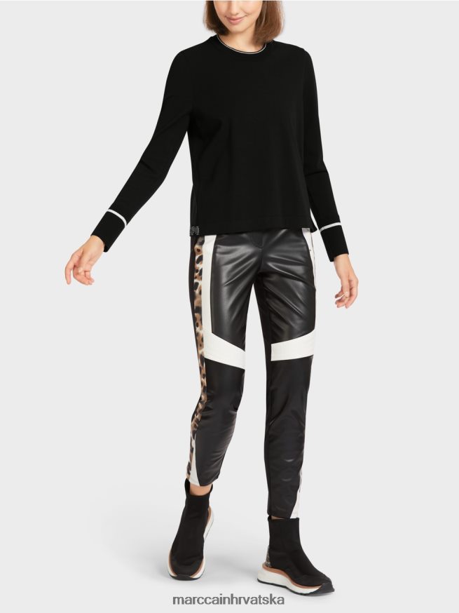 crno i bijelo Marc Cain "rethink together" pulover s prorezom odjeća 4D66P41182