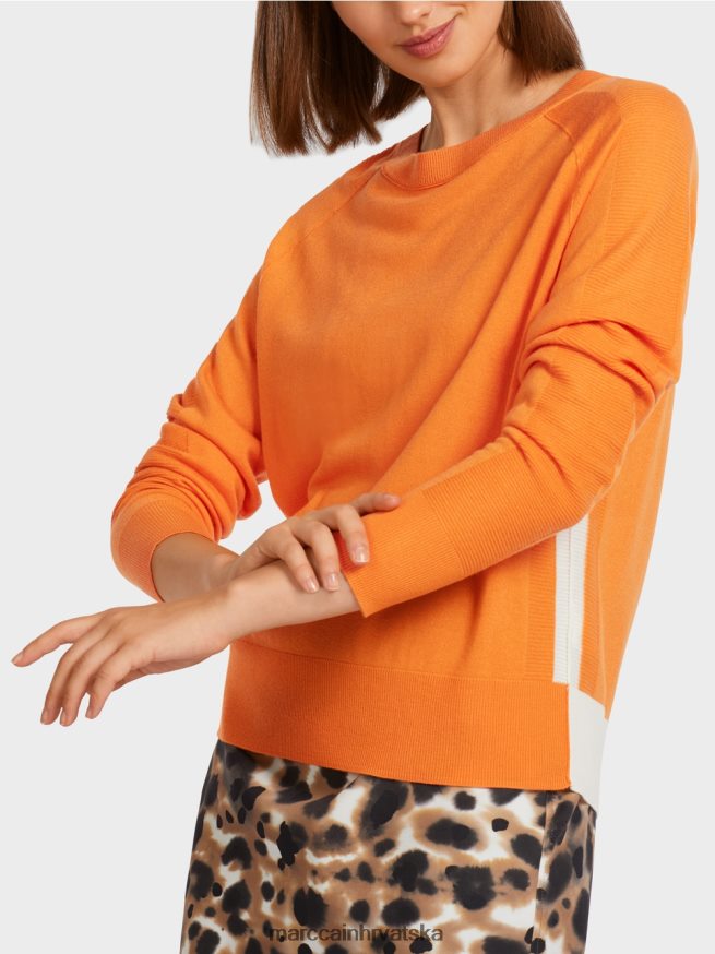jarko narančasta Marc Cain pulover od luksuzne mješavine materijala odjeća 4D66P41178