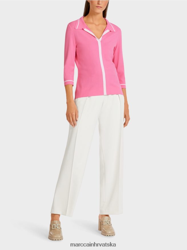 jarko ružičasta Marc Cain "rethink together" pletena polo majica odjeća 4D66P41168