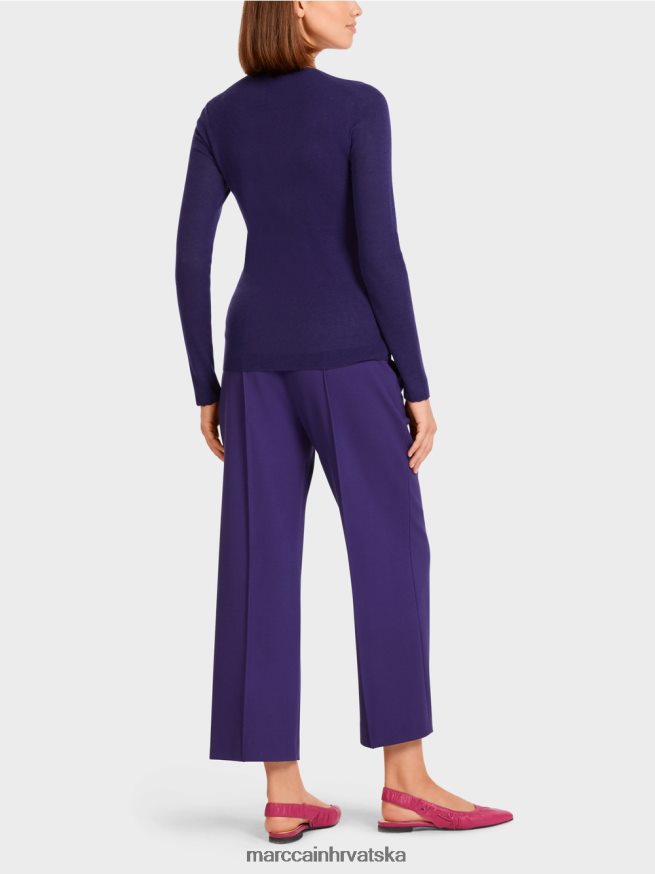 kraljevski ljubičasta Marc Cain vuneni džemper s detaljima uzorka odjeća 4D66P41214