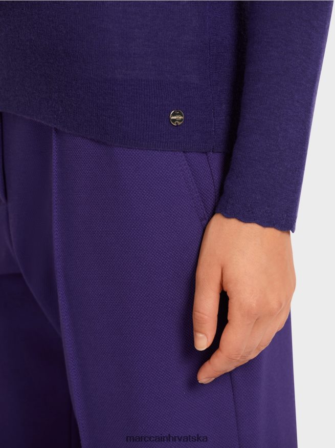 kraljevski ljubičasta Marc Cain vuneni džemper s detaljima uzorka odjeća 4D66P41214