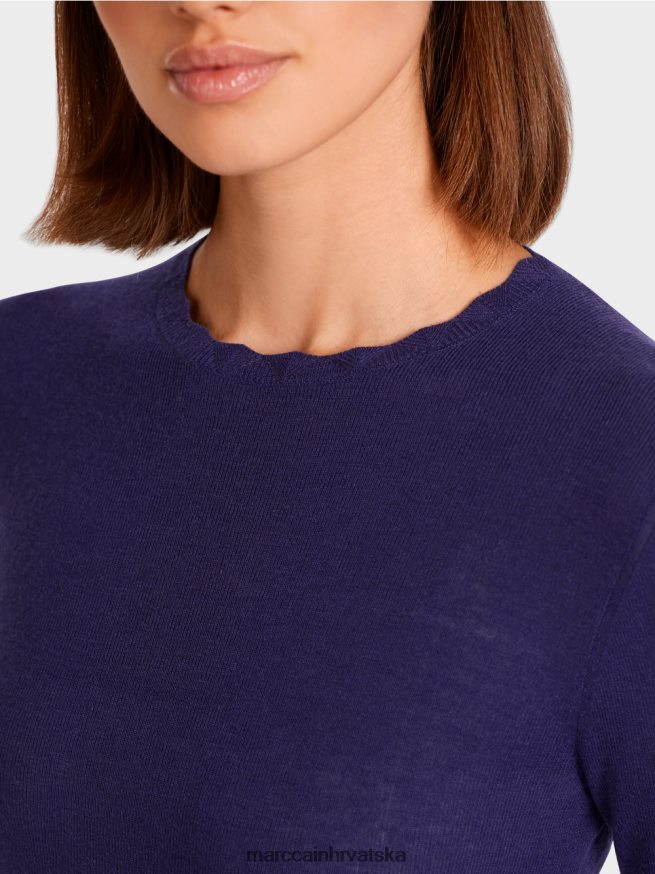 kraljevski ljubičasta Marc Cain vuneni džemper s detaljima uzorka odjeća 4D66P41214