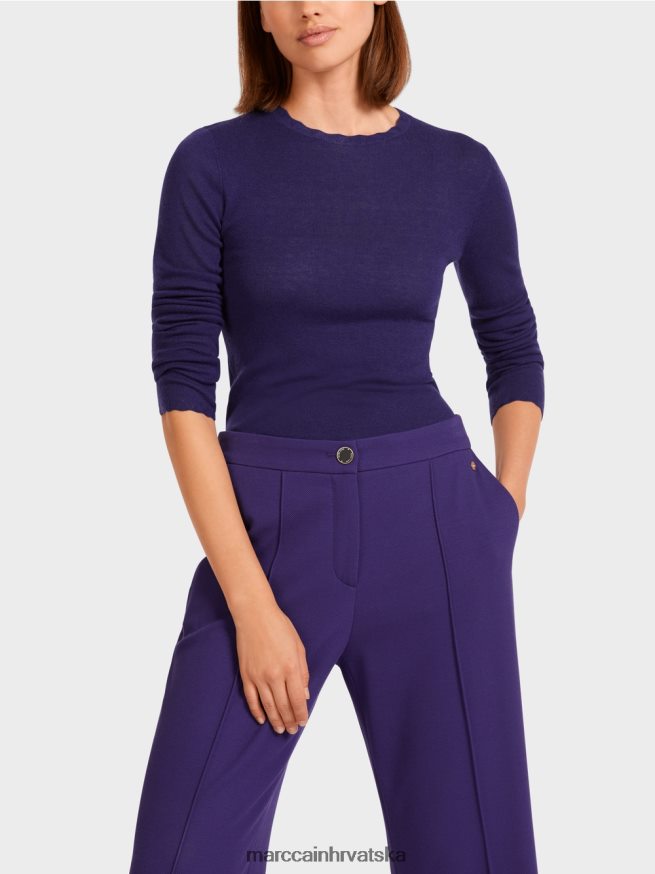 kraljevski ljubičasta Marc Cain vuneni džemper s detaljima uzorka odjeća 4D66P41214