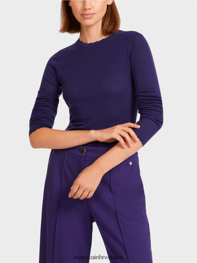 kraljevski ljubičasta Marc Cain vuneni džemper s detaljima uzorka odjeća 4D66P41214