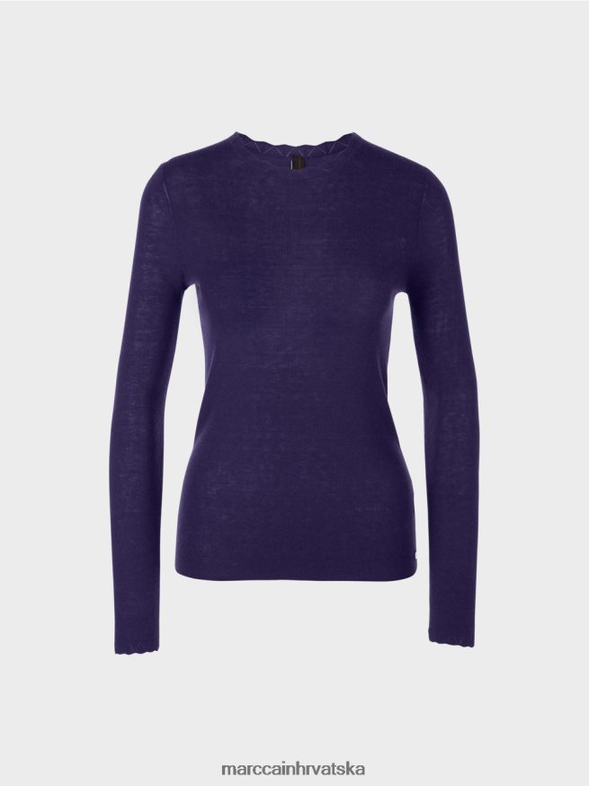 kraljevski ljubičasta Marc Cain vuneni džemper s detaljima uzorka odjeća 4D66P41214