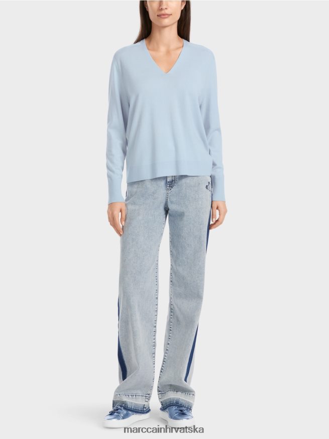 meka puderasto plava Marc Cain "rethink together" pleteni pulover odjeća 4D66P41101