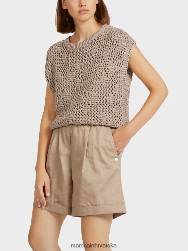 meka taupe Marc Cain pleteni top bez rukava odjeća 4D66P41163