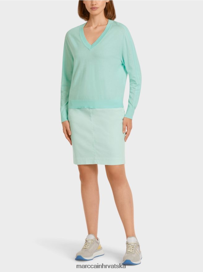 meki krovni prozor Marc Cain elegantan fino pleteni džemper s v izrezom odjeća 4D66P41170