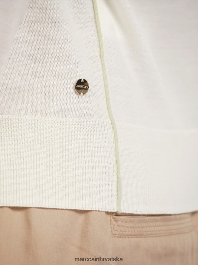 prljavo bijela Marc Cain nježni pleteni džemper s v-izrezom odjeća 4D66P41158