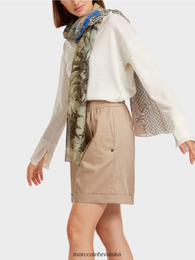 prljavo bijela Marc Cain nježni pleteni džemper s v-izrezom odjeća 4D66P41158