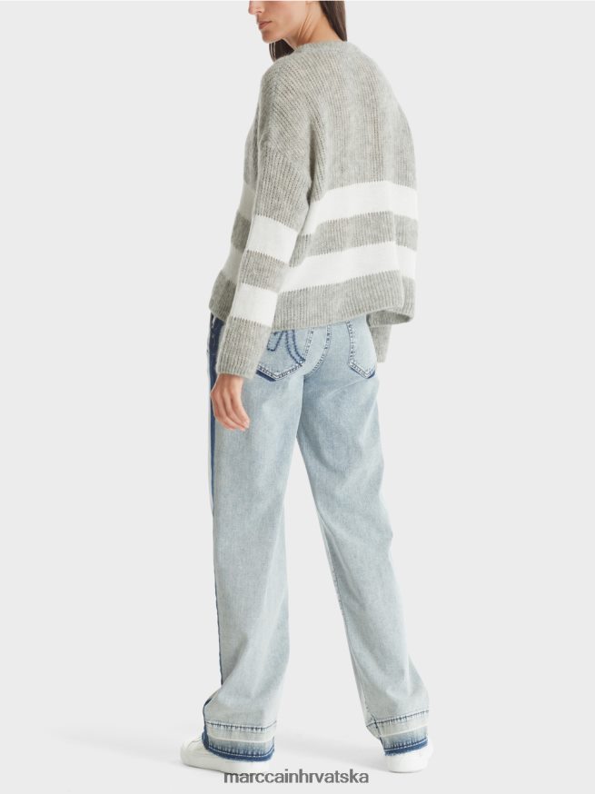 srebrno siva Marc Cain prugasti džemper pleten u Njemačkoj odjeća 4D66P41097