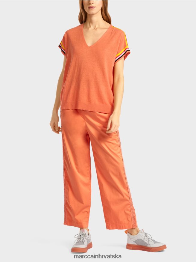 svijetla terakota Marc Cain ležeran pleteni džemper s v izrezom odjeća 4D66P41141