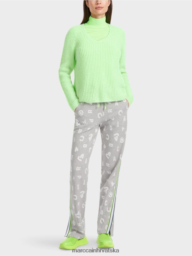 svijetlo šokantno zelena Marc Cain v-pulover 100 % proizveden u Njemačkoj odjeća 4D66P41094