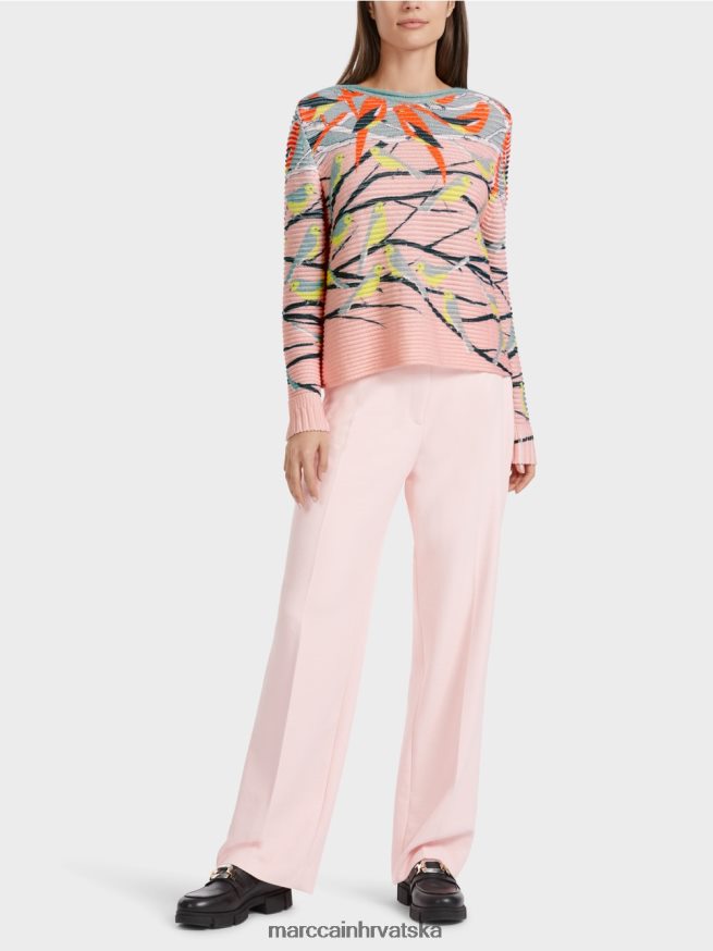 tamno nebesko plavo Marc Cain pulover s dizajnom ptica pleten u Njemačkoj odjeća 4D66P41122