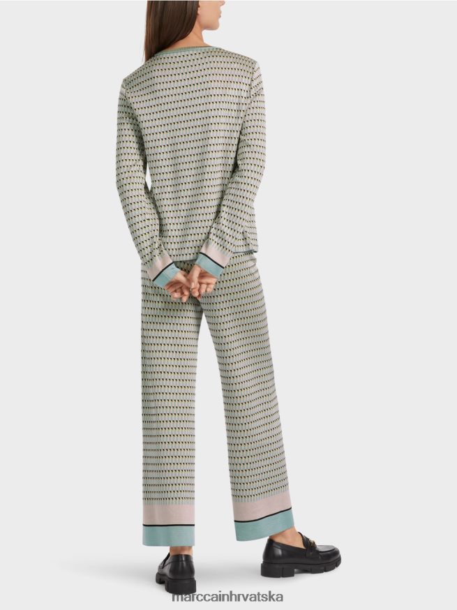 tamno nebesko plavo Marc Cain pulover s uzorkom pleten u njemačkoj odjeća 4D66P41114