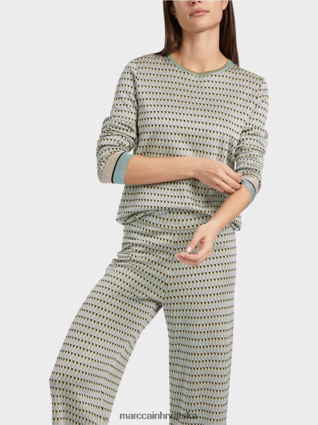 tamno nebesko plavo Marc Cain pulover s uzorkom pleten u njemačkoj odjeća 4D66P41114