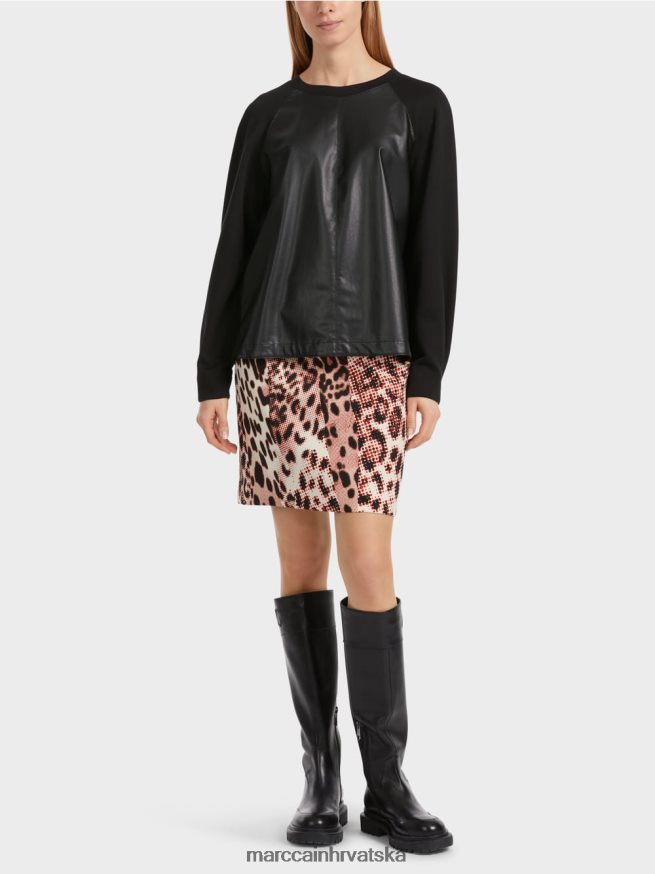 crno Marc Cain raglan majica s mješavinom materijala odjeća 4D66P41222