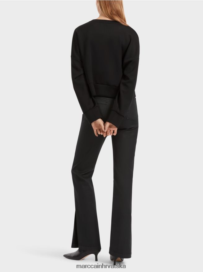 crno Marc Cain trenirka s cvjetnom aplikacijom odjeća 4D66P41221