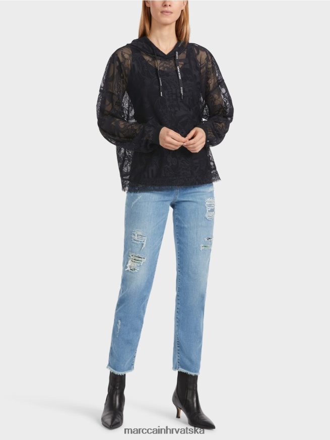 ponoćno plava Marc Cain hoodie od čipke od tila odjeća 4D66P41220