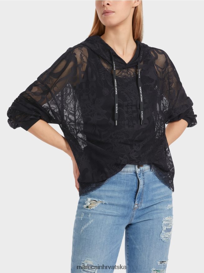 ponoćno plava Marc Cain hoodie od čipke od tila odjeća 4D66P41220