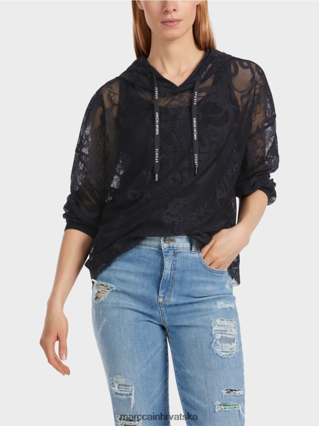 ponoćno plava Marc Cain hoodie od čipke od tila odjeća 4D66P41220