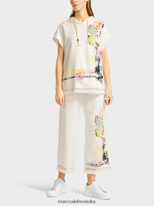prljavo bijela Marc Cain majica s kapuljačom i resama odjeća 4D66P41225